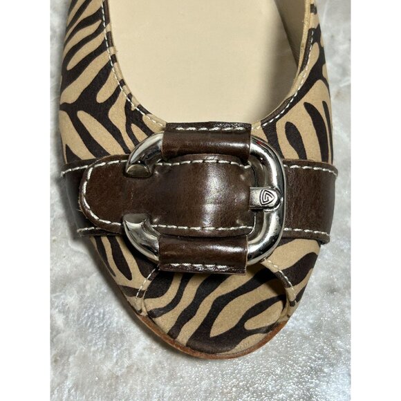 AGL Attilio Guisti Leombruni Zebra Ballet Peeptoe Flats in Brown - Sz 40 (9.5) - Picture 5 of 8